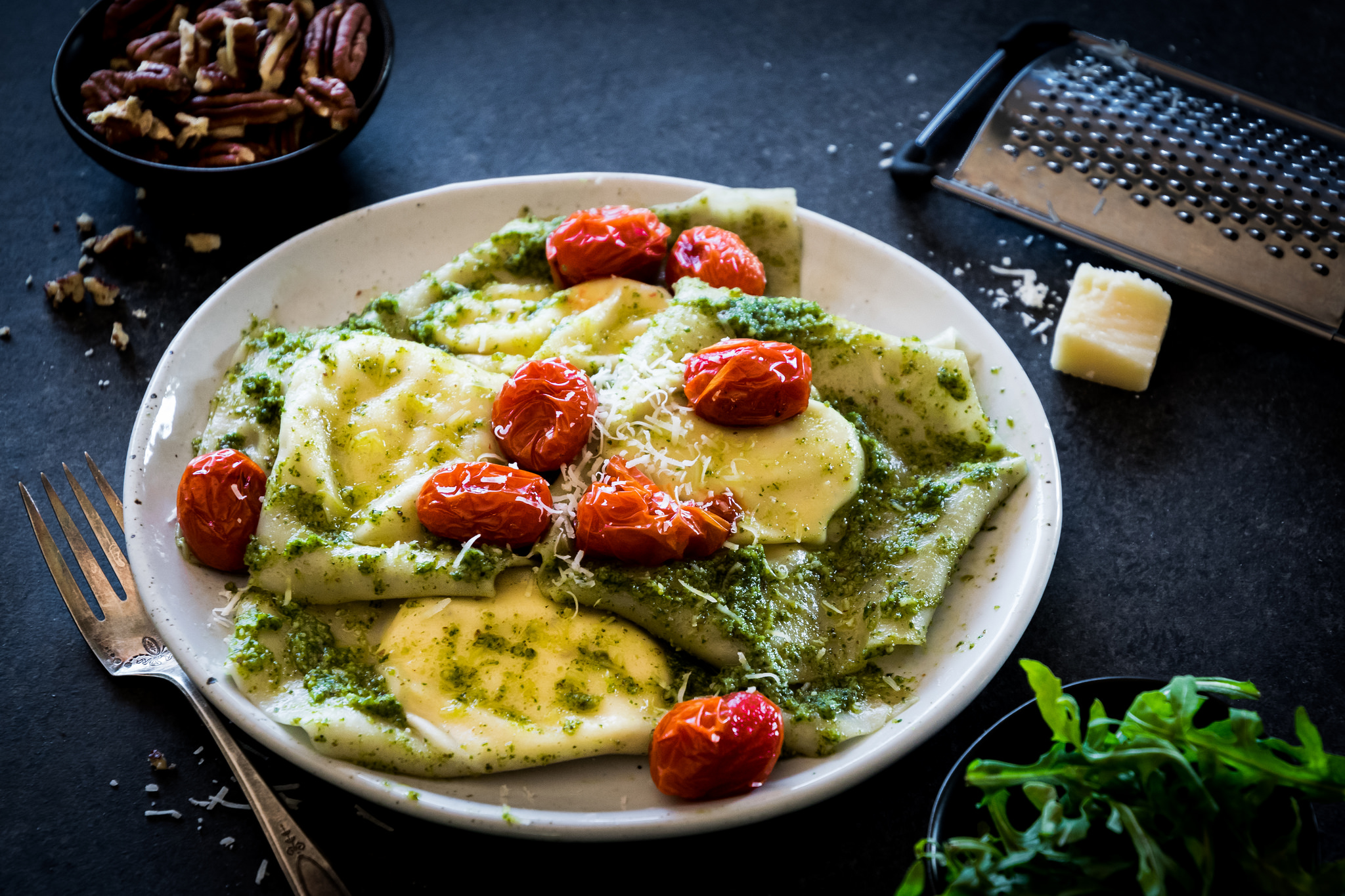 goat cheese ravioli with arugula pesto Husbands That Cook